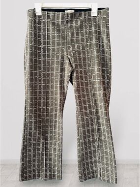 Maeve Anthropologie Sage Green Plaid Wide Leg Pull-On Pants Size M